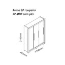 Ver imagem 3 de Guarda-Roupa Casal 100% MDF 3 Portas de Correr 4 Gavetas com Pés Branco Roma
