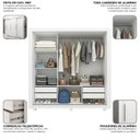 Ver imagem 6 de Guarda-Roupa Casal 100% MDF 3 Portas de Correr 4 Gavetas com Pés Branco Roma
