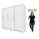 Ver imagem 5 de Guarda-Roupa Casal 100% MDF 3 Portas de Correr 4 Gavetas com Pés Branco Roma