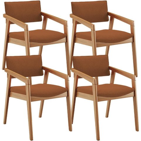 Kit 04 Cadeiras de Jantar Estar Living Giorgia L02 Bouclê Terracota