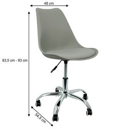 Cadeira Leda Office Luisa Saarinen Estofada Base Giratória Cromada - Cinza - 5