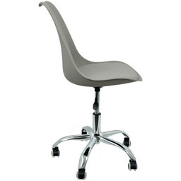 Cadeira Leda Office Luisa Saarinen Estofada Base Giratória Cromada - Cinza - 3