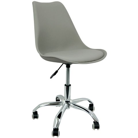 Cadeira Leda Office Luisa Saarinen Estofada Base Giratória Cromada - Cinza