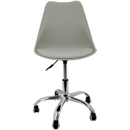 Cadeira Leda Office Luisa Saarinen Estofada Base Giratória Cromada - Cinza - 2