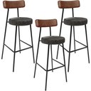 Ver imagem 1 de Kit 03 Banquetas Alta Cozinha Sala De Jantar Milão L02 Couríssimo Marrom Linho Chumbo - Lyam Decor