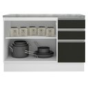 Ver imagem 5 de Balcão de Pia Armário de Cozinha 120 cm 2 Portas e 3 Gavetas (Com Tampo) Branco/Preto Glamy Madesa