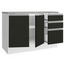 Ver imagem 6 de Balcão de Pia Armário de Cozinha 120 cm 2 Portas e 3 Gavetas (Com Tampo) Branco/Preto Glamy Madesa