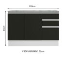 Ver imagem 4 de Balcão de Pia Armário de Cozinha 120 cm 2 Portas e 3 Gavetas (Com Tampo) Branco/Preto Glamy Madesa