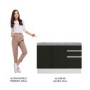 Ver imagem 7 de Balcão de Pia Armário de Cozinha 120 cm 2 Portas e 3 Gavetas (Com Tampo) Branco/Preto Glamy Madesa