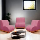 Ver imagem 4 de Namoradeira Marselha Base de Madeira para Sala Hotel