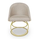 Ver imagem 4 de Kit 02 Cadeiras Poltrona de Jantar Bela Linho Bege Base Metálica Luxo Dourado - Pallazio
