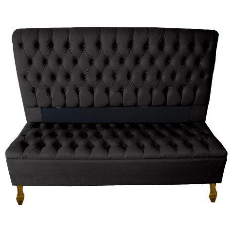 Cabeceira e Recamier Iza para Cama Box Casal Queen 1.60 - Suede - Sv Decor: Preto