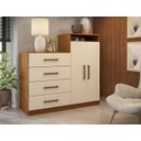 Ver imagem 1 de Comada 4 Gavetas Espaçosa Com Armario de 2 Portas e Prateleiras Interna Aurea:Amendola/Off Whinte