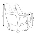 Ver imagem 5 de Poltrona Decorativa Com Tachas E Pés de Madeira Veludo Bege Shaula Larbelle