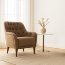 Ver imagem 1 de Poltrona Decorativa com Tachas e Pés de Madeira Veludo Bege Shaula Larbelle