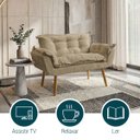 Ver imagem 4 de Namoradeira Decorativa Confortável Para Sala Recepção Consultório  Manicure Alice Suede