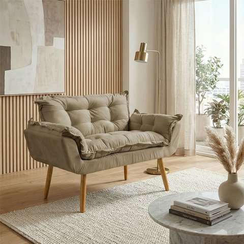 Namoradeira Decorativa Confortável para Sala Recepção Consultório  Manicure Alice Suede