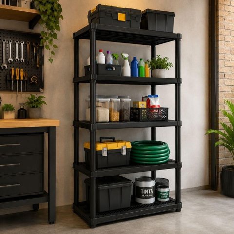 Estante 5 Prateleiras Reforcada Rack Organizador Multiuso Grande Quarto Lavanderia Porta Bri