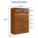 Ver imagem 3 de Cômoda Barcelona com Chave 7 Gavetas Corrediça Telescópica Cor:cinamomo