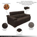 Ver imagem 3 de Sofá Elétrico Reclinável Sala de Estar Concepción U076 224cm Modulado Botão Touch Couro Marrom G49 -