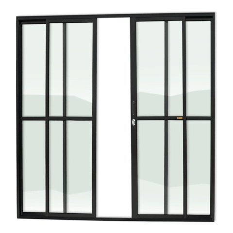 Porta de Correr 4 Folhas Super Vidro Liso 210cm x 240cm Brimak Preto