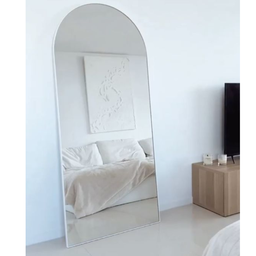 Espelho Grande Oval com Base Reta Corpo Inteiro 150 X 60 Cm Branco - 1