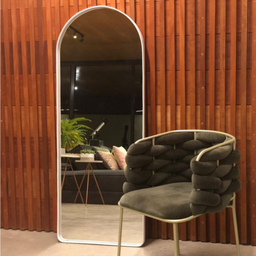 Espelho Grande Oval com Base Reta Corpo Inteiro 150 X 60 Cm Branco - 3