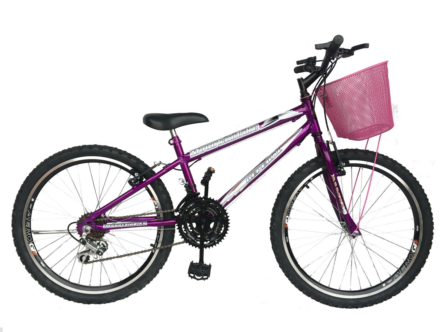 Bicicleta Aro Aero 24 Feminina 18 Marchas Freio V-Brake DEPEDAL DAL-007 AÉRO ROSA - 1