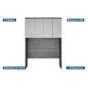 Ver imagem 2 de Armário Ponte Modulado Aéreo Casal/Queen 167cm Rizon/Linea c/ 4 Portas Neve - Novo Horizonte