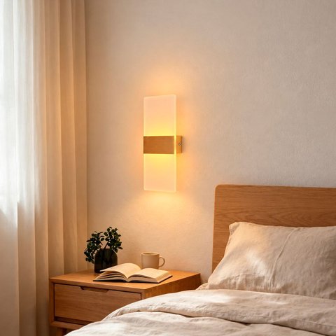 5 Arandela Quarto Dourado Escovado Acrilico LED 3000k LUP95