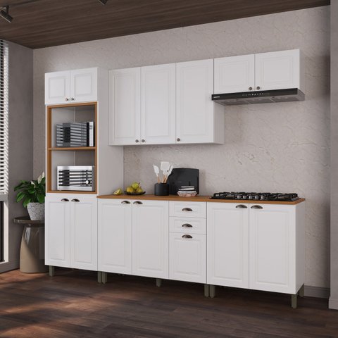 Cozinha Modulada 5 Peças 100% MDF Bari Indekes Branco