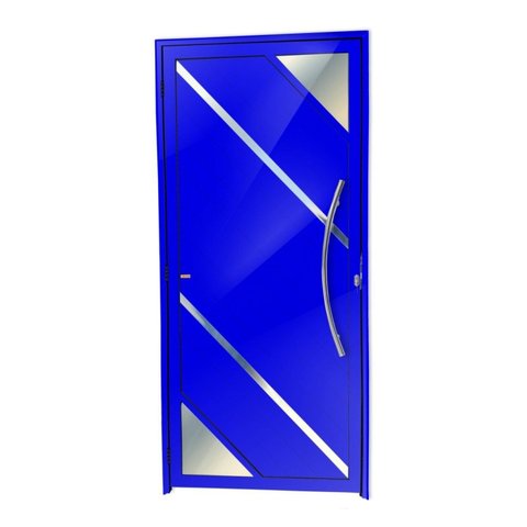 Porta Lambril Oasis com Puxador Super 25 210cm x 100cm Brimak Abertura Direita Azul