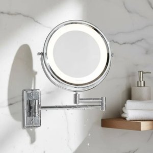 Espelho de Aumento com Led para Maquiagem Mobile Lux - Cromo