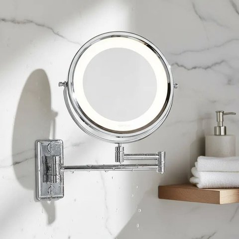 Espelho de Aumento com Led para Maquiagem Mobile Lux - Cromo