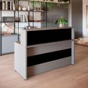 Ver imagem 1 de Balcão Atendimento 120 Cm Recepção Alto Escritório F5 Office Cor:cinza Sagrado com Preto