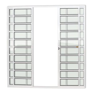 Porta de Alumínio de Correr 210x200cm 4 Folhas com Travessa e Vidro Liso Super Brimak