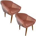 Ver imagem 1 de Kit Duas Poltronas Giovana em Sued Premium:rosê Pés Madeira Claro