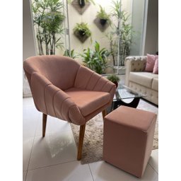 Kit Duas Poltronas Giovana em Sued Premium:rosê Pés Madeira Claro - 3