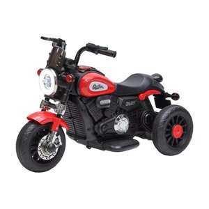 Moto Elétrica Infantil 6v Harley Triciclo Vermelha Farol de Led e Sons com Música e Buzina