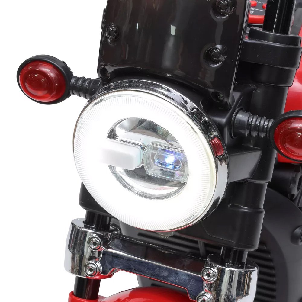 Moto Elétrica Infantil 6v Harley Triciclo Vermelha Farol de Led e Sons com Música e Buzina - 3