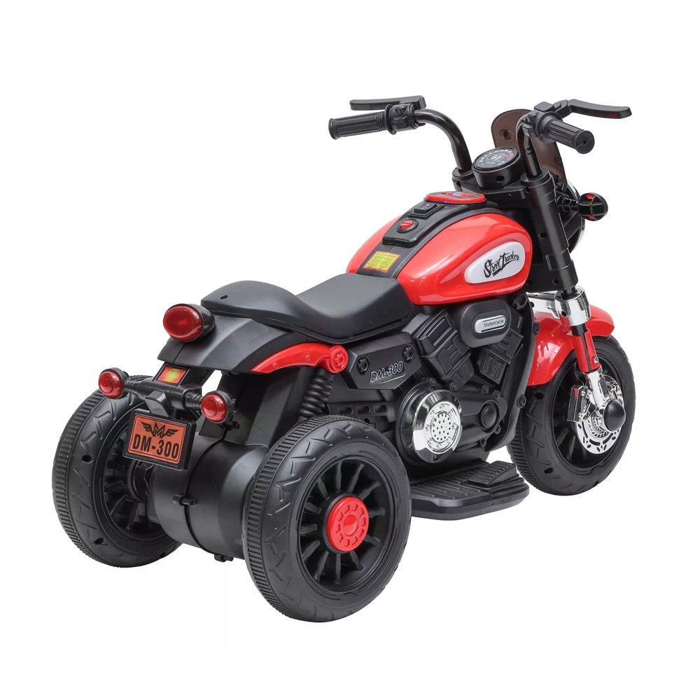 Moto Elétrica Infantil 6v Harley Triciclo Vermelha Farol de Led e Sons com Música e Buzina - 6