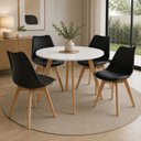 Ver imagem 1 de Conjunto Leda Mesa 90cm Compacta & 4 Cadeiras Leda Preta Almofadas