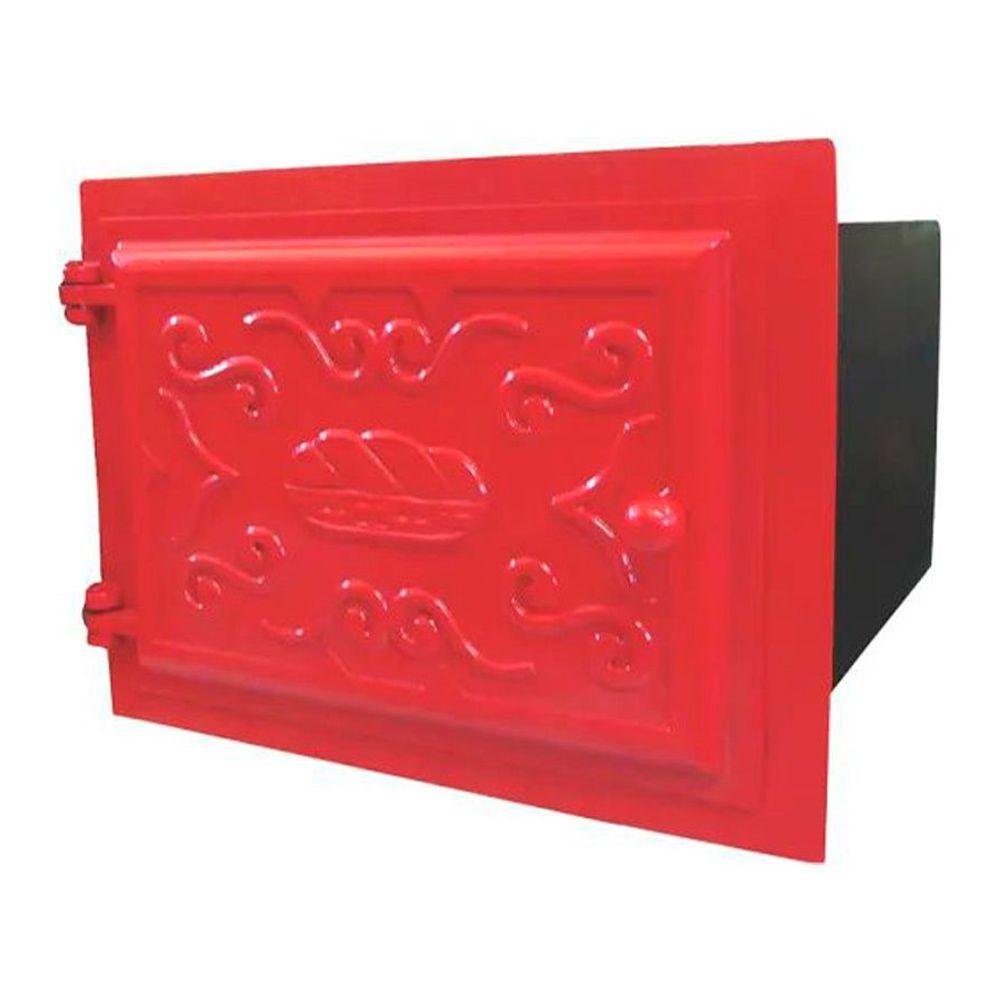 Forno Ferro Fundido Porta de Ferro Vermelho 48x35x30cm P - 1