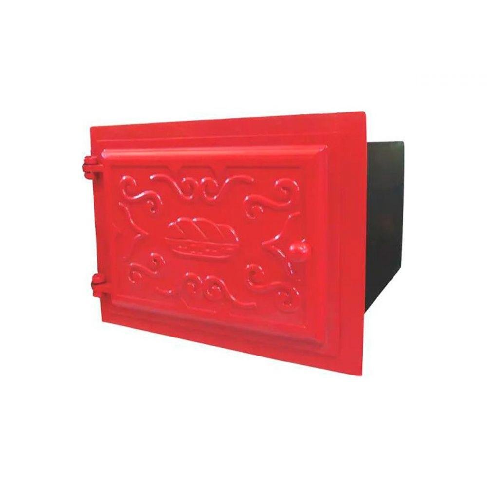 Forno Ferro Fundido Porta de Ferro Vermelho 48x35x30cm P - 2