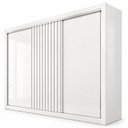 Ver imagem 2 de Guarda Roupa Casal 3 Portas de Correr com 6 Gavetas e Detalhe Ripado 100% MDF Vitória
