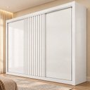Ver imagem 1 de Guarda Roupa Casal 3 Portas de Correr com 6 Gavetas e Detalhe Ripado 100% MDF Vitória