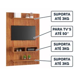 Painel para Tv até 50 Byte com Nicho e 2 Prateleiras Mel - 2 Painel para Tv até 50 Byte com Nicho e 2 Prateleiras Mel - 2