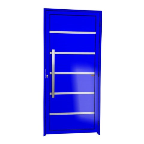 Porta Lambril Premium com Puxador Super 25 210cm x 100cm Brimak Abertura Esquerda Azul
