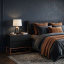 Ver imagem 2 de Mesa Cabeceira Eros 60cm 2 Gavetas MDF Estilo Industrial Preto Pés Cobre
