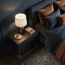 Ver imagem 4 de Mesa Cabeceira Eros 60cm 2 Gavetas MDF Estilo Industrial Preto Pés Cobre